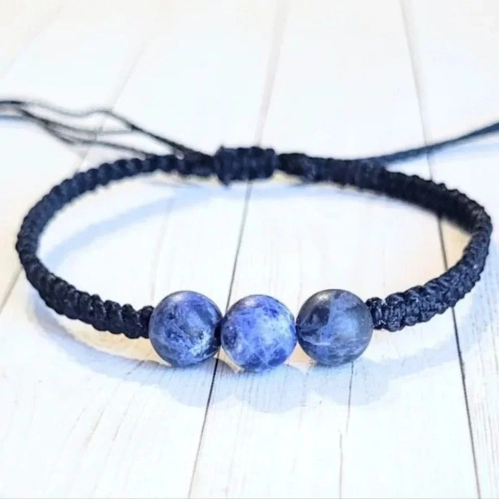 Sodalite 3 Bead Knotted Bracelet - Picture 1 of 3